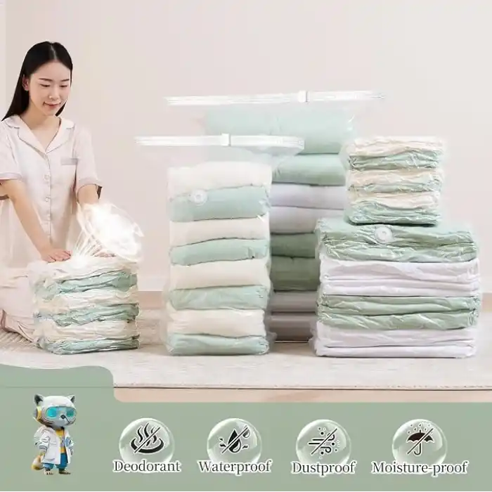 AEE® 2li Jumbo Boy Vakumlu Hurç 90x130x45 Tabanlı Yorgan Yastık Kıyafet Kışlık Büyük Boy Saklama Depolama Poşeti