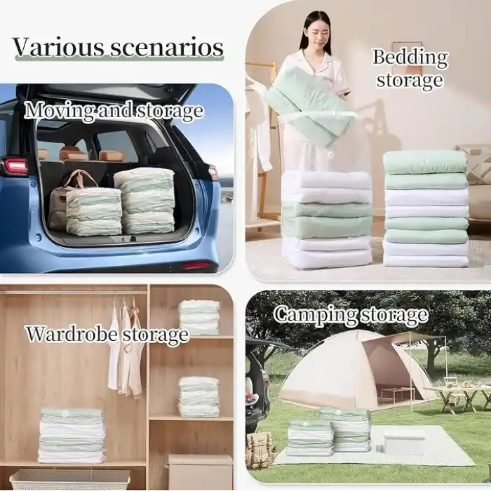 AEE® 2li Jumbo Boy Vakumlu Hurç 90x130x45 Tabanlı Yorgan Yastık Kıyafet Kışlık Büyük Boy Saklama Depolama Poşeti