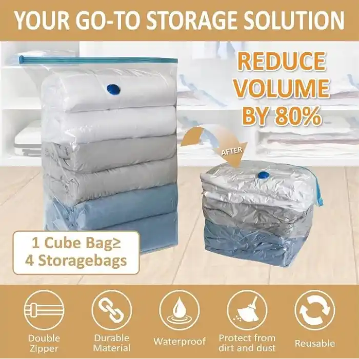 AEE® 2li Jumbo Boy Vakumlu Hurç 90x130x45 Tabanlı Yorgan Yastık Kıyafet Kışlık Büyük Boy Saklama Depolama Poşeti