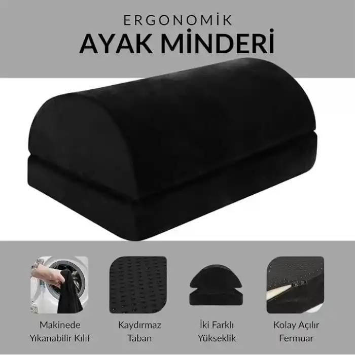 Klasse Ergonomik Visco Ayak Minderi, Oyun Koltuğu ve Ofis Koltuğu için Anti Alerjen Ayak Yastığı, Ayak Koyma Yeri Taburesi, Çok Amaçlı Rahatlatıcı Yarım Silindir İki Parça Masa Altı Ayak Desteği