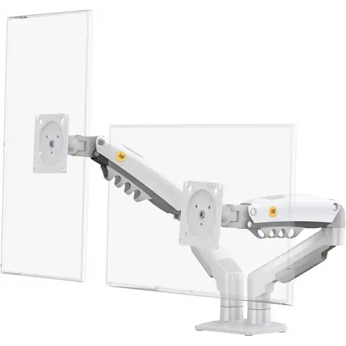 North Bayou NB F160 Ergonomic Çift Kol 2-9 kg Kapasiteli Yeni Nesil Profosyonel Monitör Standı (Beyaz)