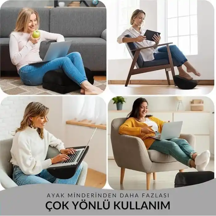 Klasse Ergonomik Visco Ayak Minderi, Oyun Koltuğu ve Ofis Koltuğu için Anti Alerjen Ayak Yastığı, Ayak Koyma Yeri Taburesi, Çok Amaçlı Rahatlatıcı Yarım Silindir İki Parça Masa Altı Ayak Desteği