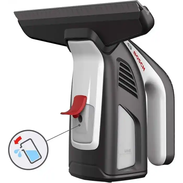 Bosch Home And Garden Akülü Pencere Temizleyici, Glassvac Cam Temizleyici, Premium Paket, Pencere, Ayna ve Duş Temizliği için, Çalışma Süresi Yaklaşık 35 Pencere, Karton Kutuda Siyah/Beyaz