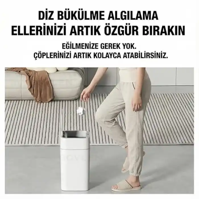 12 Litre Hareket Sensörlü Çöp Kovası, Otomatik, Banyo Çöp Kovası, Çocuk Odası Çöp Sepeti, Çöp Kutusu, (2 adet 1.5 V AA pil, piller pakete dahil değildir) 23.5x17.5x31.8 cm
