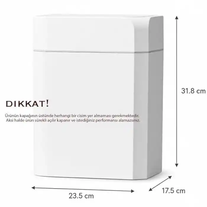 12 Litre Hareket Sensörlü Çöp Kovası, Otomatik, Banyo Çöp Kovası, Çocuk Odası Çöp Sepeti, Çöp Kutusu, (2 adet 1.5 V AA pil, piller pakete dahil değildir) 23.5x17.5x31.8 cm