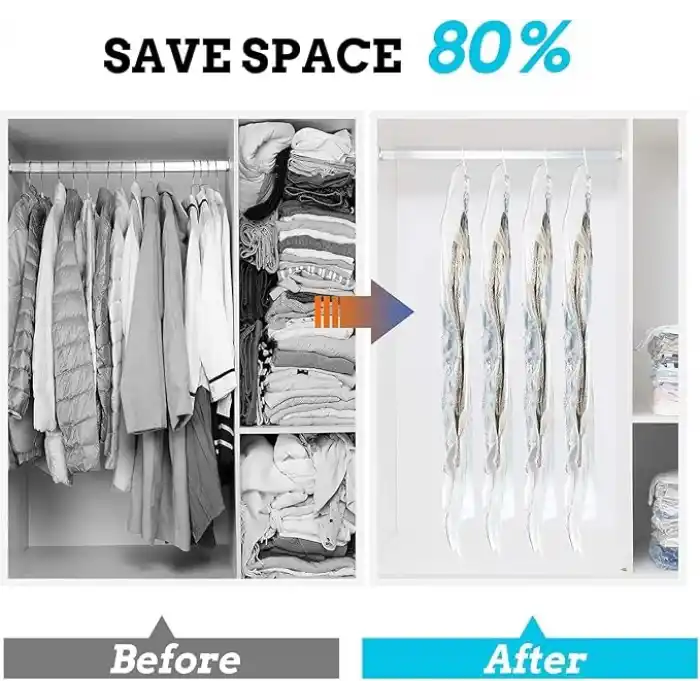 AEE® 3lü Askılı Vakumlu Hurç Elbise Torbası Kılıfı 145x70 105x70 90x60 Vakumlu Gamboç Kıyafet Koruma ve Saklama Çantası Dolap Düzenleyici Organizer