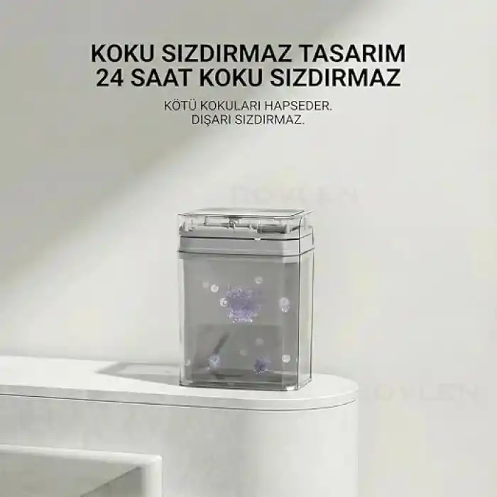 12 Litre Hareket Sensörlü Çöp Kovası, Otomatik, Banyo Çöp Kovası, Çocuk Odası Çöp Sepeti, Çöp Kutusu, (2 adet 1.5 V AA pil, piller pakete dahil değildir) 23.5x17.5x31.8 cm