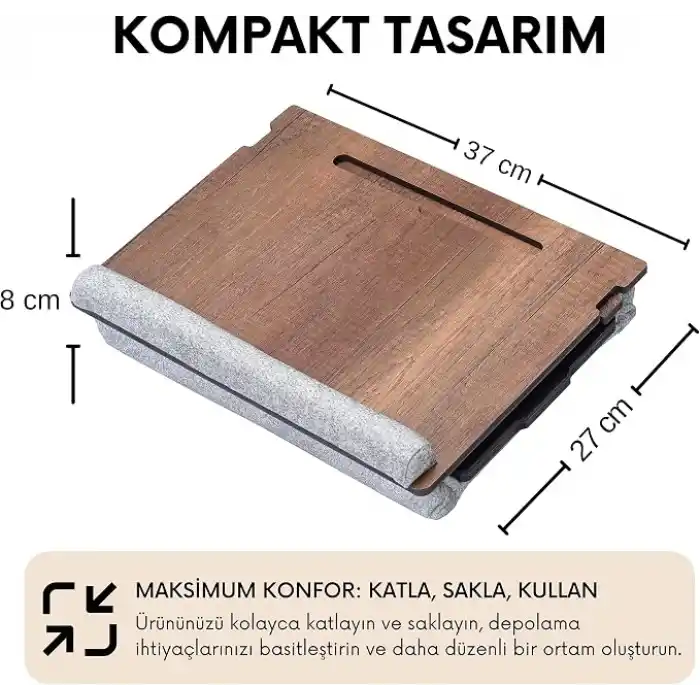 Vigo Wood - LS051 Minderli Eğim Ayarlanabilir Mousepadli Laptop Sehpası