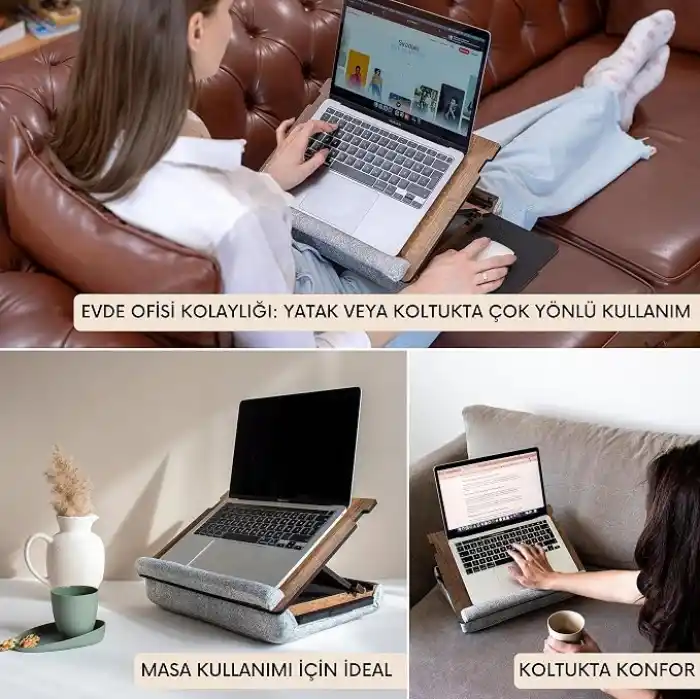 Vigo Wood - LS051 Minderli Eğim Ayarlanabilir Mousepadli Laptop Sehpası