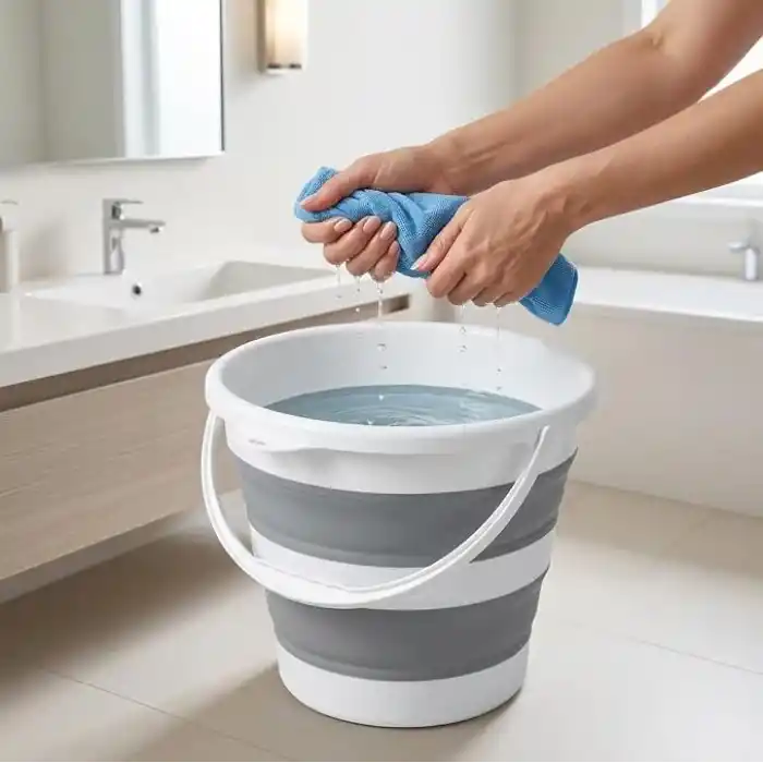 Deconox Katlanabilir Temizlik Kovası 13 Litre, 30 cm Çap, Açık 28 cm Kapalı 6 cm, Yer Kaplamayan Akordiyon Kova, Banyo Mutfak Kamp ve Karavan İçin, Gri