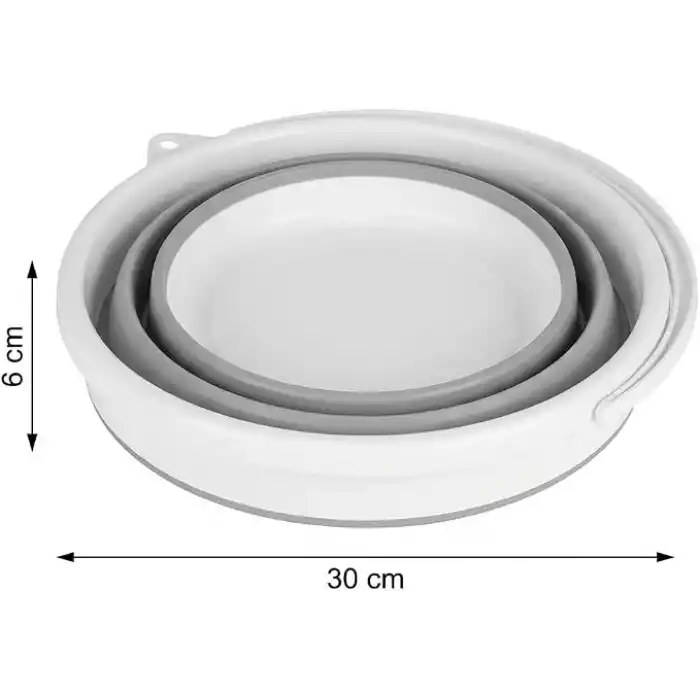 Deconox Katlanabilir Temizlik Kovası 13 Litre, 30 cm Çap, Açık 28 cm Kapalı 6 cm, Yer Kaplamayan Akordiyon Kova, Banyo Mutfak Kamp ve Karavan İçin, Gri