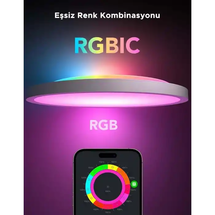 Govee RGBWW + RGBIC Yuvarlak Akıllı Tavan Armatürü 12 İnç H80A1C01
