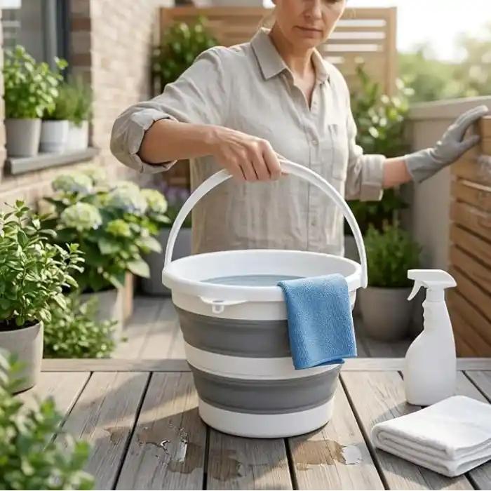 Deconox Katlanabilir Temizlik Kovası 13 Litre, 30 cm Çap, Açık 28 cm Kapalı 6 cm, Yer Kaplamayan Akordiyon Kova, Banyo Mutfak Kamp ve Karavan İçin, Gri
