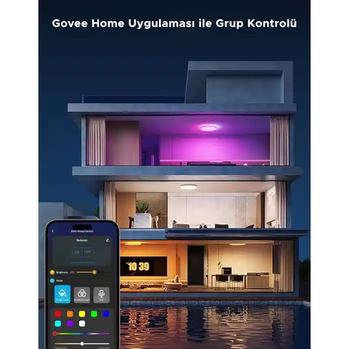 Govee RGBWW + RGBIC Yuvarlak Akıllı Tavan Armatürü 12 İnç H80A1C01