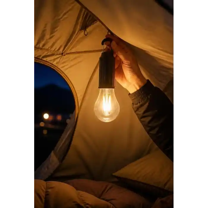 Busstier Type C Şarjlı Kamp Lambası Solar Şarj Destekli Taşınabilir LED Kamp Ampulü Sıcak Işık Modlu Askılı Acil Durum Çadır Lambası Outdoor Gece Lambası