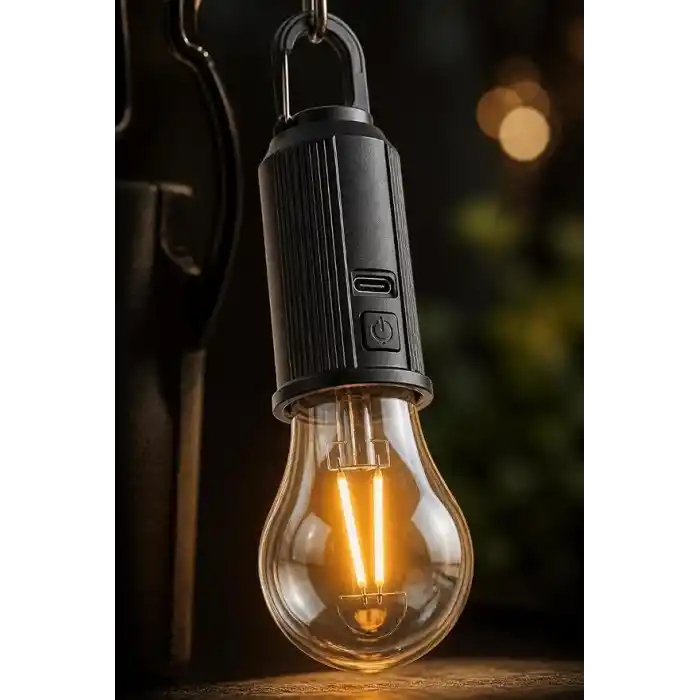 Busstier Type C Şarjlı Kamp Lambası Solar Şarj Destekli Taşınabilir LED Kamp Ampulü Sıcak Işık Modlu Askılı Acil Durum Çadır Lambası Outdoor Gece Lambası