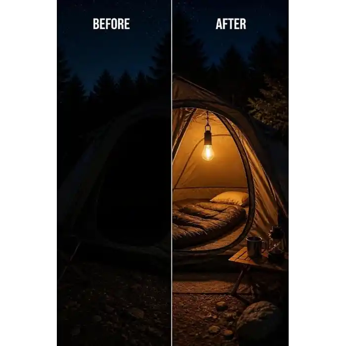 Busstier Type C Şarjlı Kamp Lambası Solar Şarj Destekli Taşınabilir LED Kamp Ampulü Sıcak Işık Modlu Askılı Acil Durum Çadır Lambası Outdoor Gece Lambası