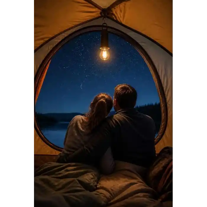 Busstier Type C Şarjlı Kamp Lambası Solar Şarj Destekli Taşınabilir LED Kamp Ampulü Sıcak Işık Modlu Askılı Acil Durum Çadır Lambası Outdoor Gece Lambası