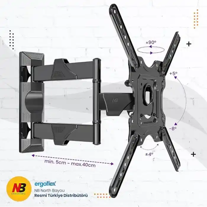North Bayou NB P4 Ergonomic Ultra Ince 32–55 Alman TUV Sertifikalı Profosyonel Tv Askı Aparatı