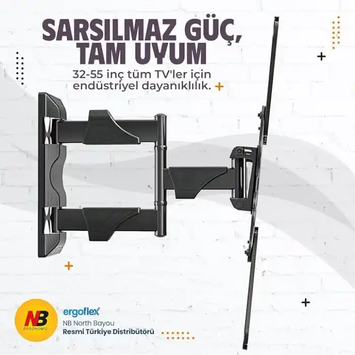 North Bayou NB P4 Ergonomic Ultra Ince 32–55 Alman TUV Sertifikalı Profosyonel Tv Askı Aparatı