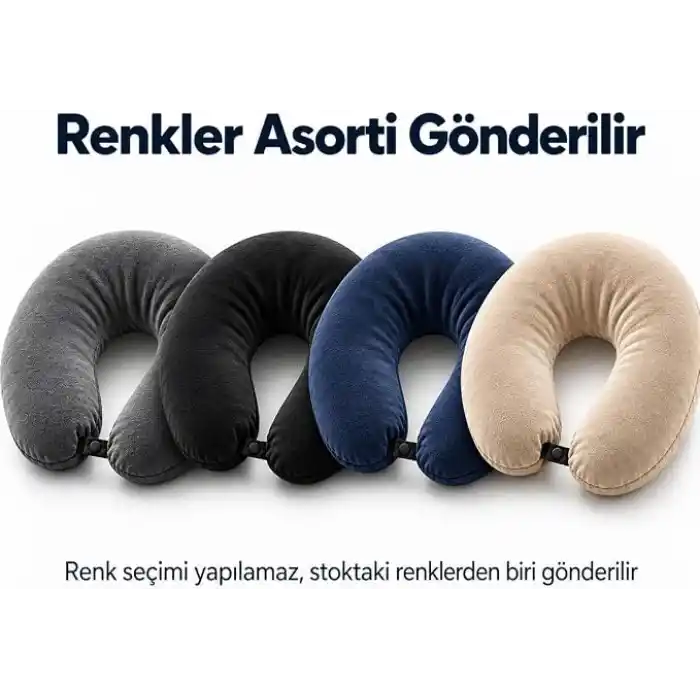 Boyun ve Seyahat Yastığı – Silikon Elyaf Dolgulu, Çıtçıtlı, Komple Yıkanabilir U Yastık – Uçak, Araba, Otobüs ve Uzun Yolculuklar İçin Boyun Desteği, Asorti Renk