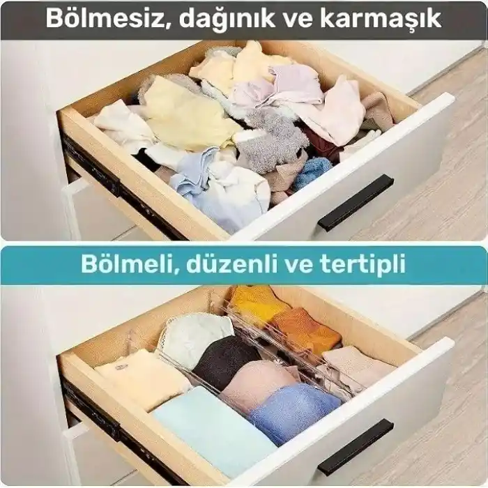 Şura Mutfak 12li Set Akrilik Ayarlanabilir Çekmece Düzenleyici Organizer