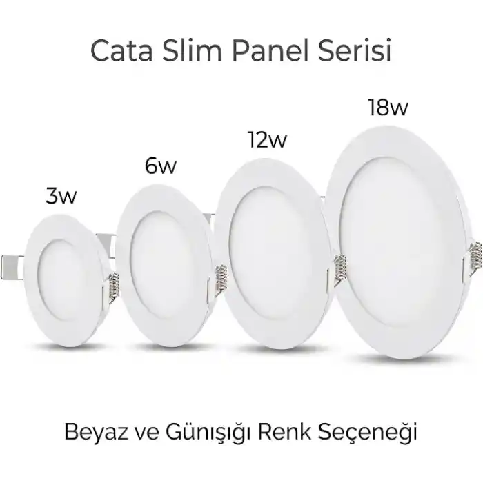 Cata CT-5145G 6 WATT 3200K GÜNIŞIĞI - Slim Sıva Altı LED Panel Armatür - İnce Kasa Yuvarlak Tavan Spot Lambası, Trafolu - 2 ADET