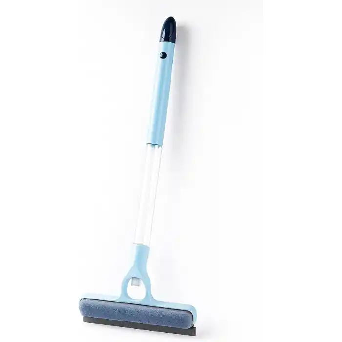 Busstier 4 in 1 Spreyli Cam Temizleyici Çekçek ve Fırça Aparatı Su Hazneli Pratik Camsil Çok Fonksiyonlu Pencere Banyo Ayna Temizlik Aracı