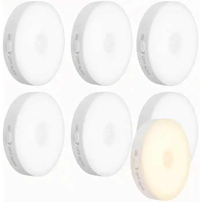 6lı Set Hareket Sensörlü Gece Lambası – USB Şarjlı 4000K Gün Işığı LED – Duvar, Dolap, Merdiven, Başucu için Akıllı Işık