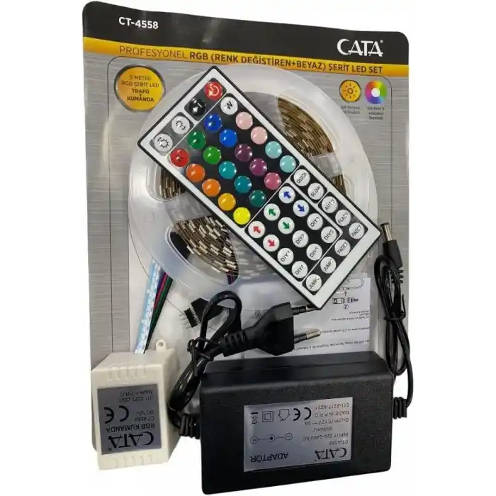 Cata Ct-4558 Rgb Şerit Led Seti (5 Mt Rgb Led+Trafo+Rgb Kumanda)