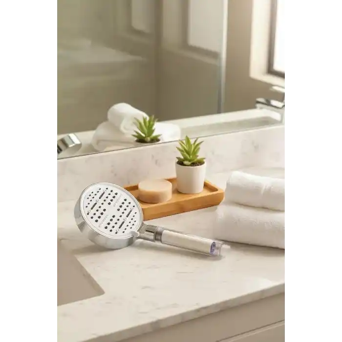 Busstier Krom Filtreli Duş Başlığı 6 Modlu Yüksek Basınçlı Tasarruflu El Duşu Kireç Önleyici Mineral Filtreli Banyo Duş Başlığı 12,5 cm Geniş Başlıklı Evrensel Uyumlu