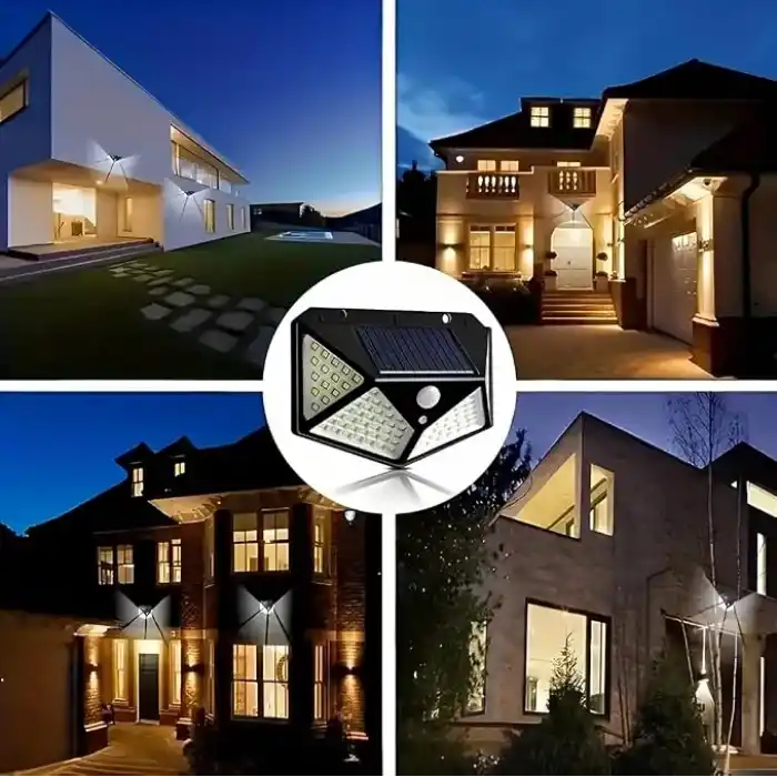 Jouis 100 LED Solar Güneş Enerjili Dış Mekan Duvar Lambası - Hareket Sensörlü Su Geçirmez Bahçe Aydınlatması, 3 Modlu 120 Derece Geniş Açılı Projektör Aplik