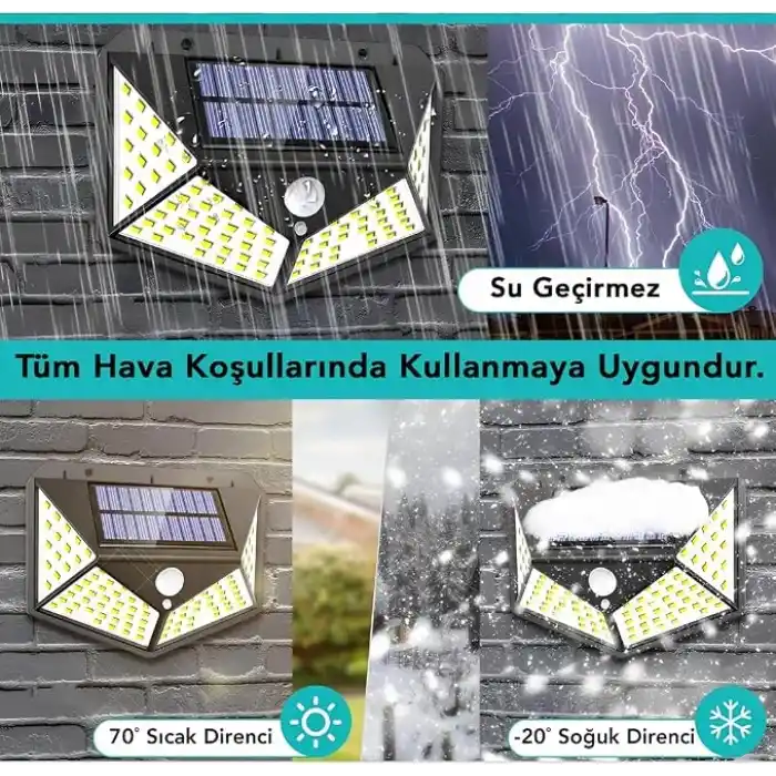 Jouis 100 LED Solar Güneş Enerjili Dış Mekan Duvar Lambası - Hareket Sensörlü Su Geçirmez Bahçe Aydınlatması, 3 Modlu 120 Derece Geniş Açılı Projektör Aplik