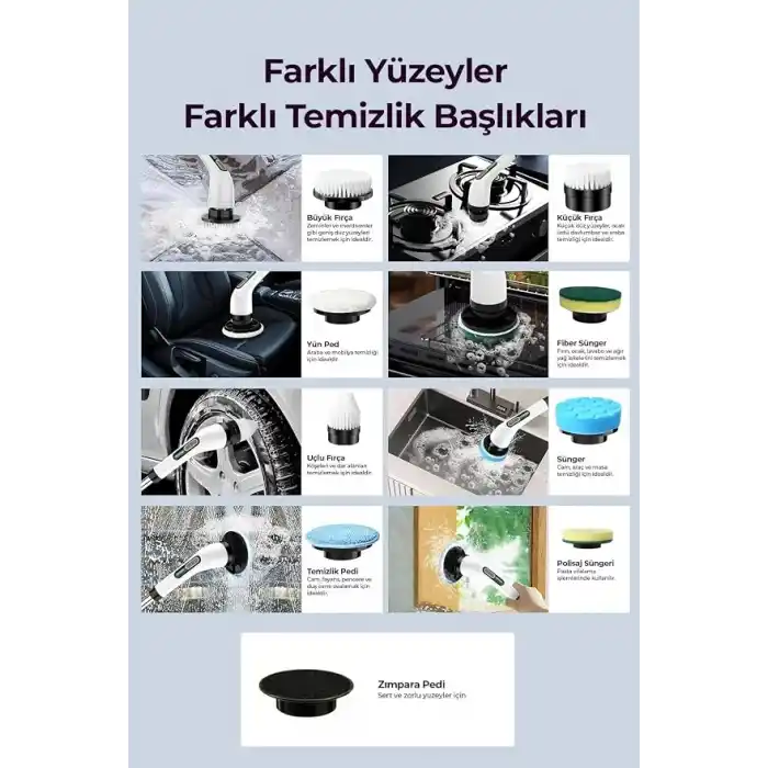 ROBO 9 Başlıklı Şarjlı Dijital Temizlik Fırçası