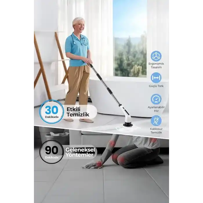 ROBO 9 Başlıklı Şarjlı Dijital Temizlik Fırçası