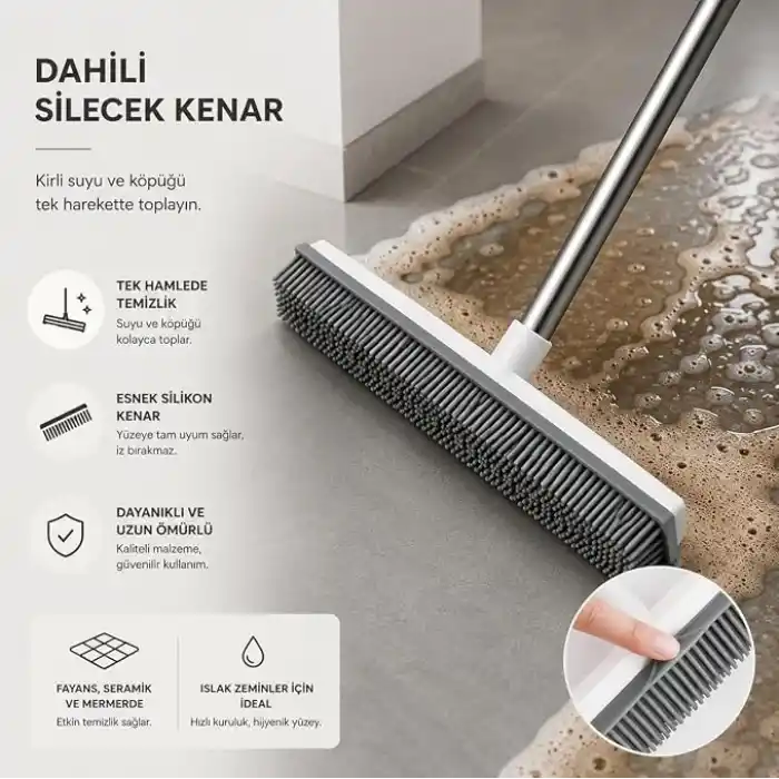 Kauçuk Fırça Mop Çekpas Çekçek Zemin Sihirli Süpürgesi Tüy Bırakmayan Banyo Okaliptus Turbo Temizlik Ev Araba Zemin temizlik
