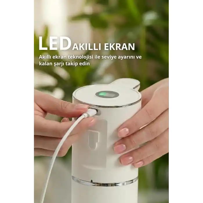 Otomatik Sensörlü Köpük Sıvı Sabunluk - Şarjlı- Dijital LED Ekran - Duvara Monte - P18 Model (BEYAZ)
