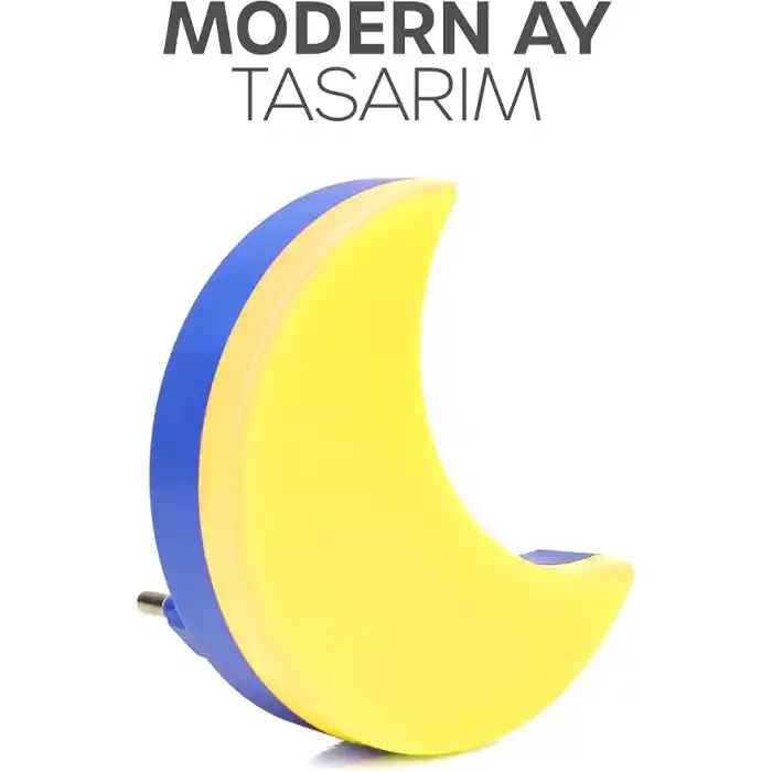 TELVESSE Yarım Ay Gece Lambası ON/OFF Tuşlu Koridor Hol Işığı Uyuma Işığı Sarı K6975