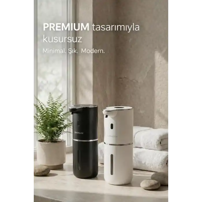 Otomatik Sensörlü Köpük Sıvı Sabunluk - Şarjlı- Dijital LED Ekran - Duvara Monte - P18 Model (BEYAZ)