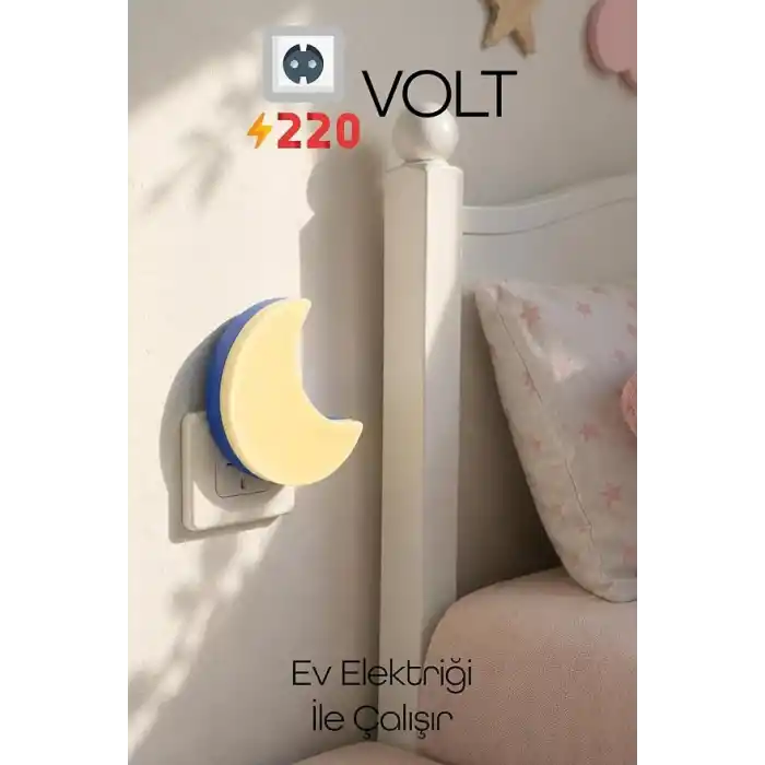 TELVESSE Yarım Ay Gece Lambası ON/OFF Tuşlu Koridor Hol Işığı Uyuma Işığı Sarı K6975