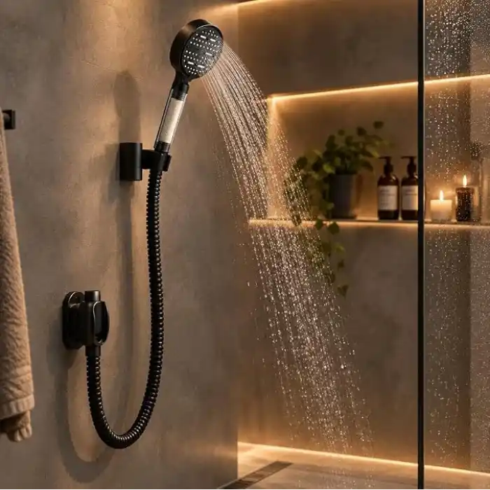 6 Fonksiyonlu Arıtmalı Duş Başlığı Seti, Mat Siyah, Kireç Arıtıcı Banyo Filtresi, Saç ve Cilt Koruyucu, Spiral Hortum, Duvar Aparatı, 5 Yedek Filtreli Komple Set
