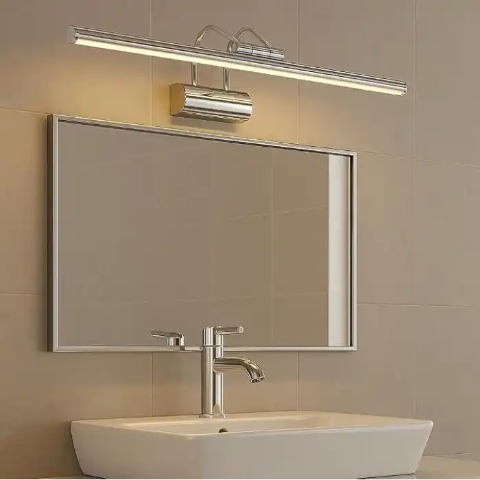 SekaTech Krom Kasa LED Flüt Aplik | 6W | 3200K Gün Işığı | 35cm | Duvar Tipi Ayna/Tablo/Resim/Banyo Üstü Dekoratif Işık | IP20 İç Mekan Kullanım