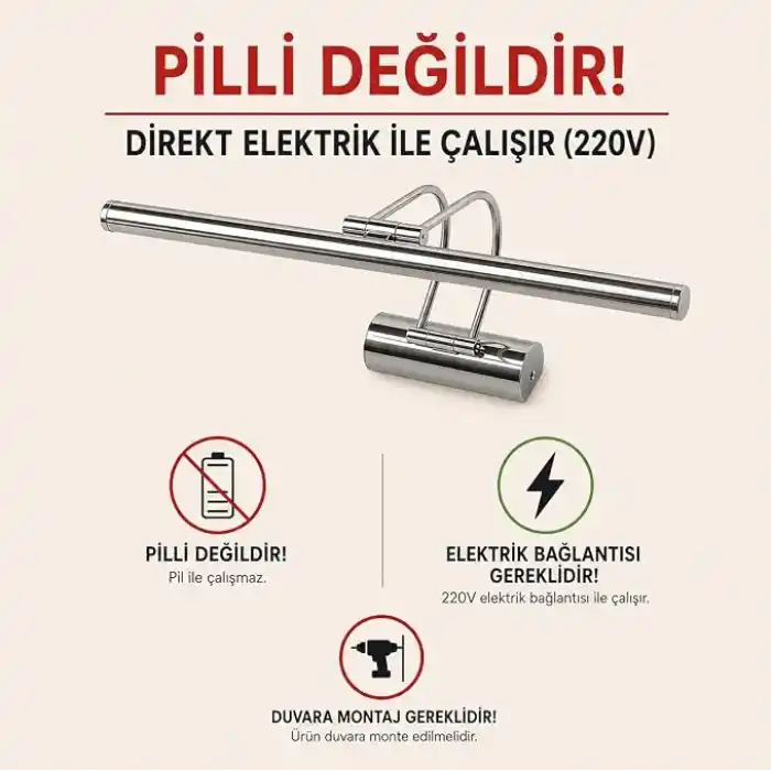 SekaTech Krom Kasa LED Flüt Aplik | 6W | 3200K Gün Işığı | 35cm | Duvar Tipi Ayna/Tablo/Resim/Banyo Üstü Dekoratif Işık | IP20 İç Mekan Kullanım