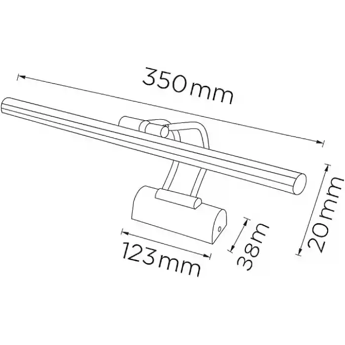 SekaTech Krom Kasa LED Flüt Aplik | 6W | 3200K Gün Işığı | 35cm | Duvar Tipi Ayna/Tablo/Resim/Banyo Üstü Dekoratif Işık | IP20 İç Mekan Kullanım