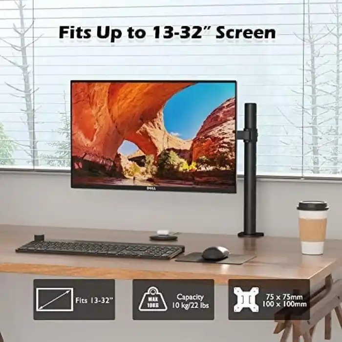 BONTEC 13-32 İnç Yüksekliği Ayarlanabilir Tekli Monitör Kolu, 10 kg’a Kadar, VESA 75x75/100x100