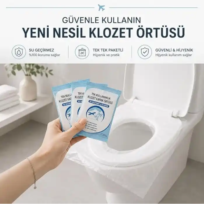Tek Kullanımlık Hijyenik Klozet Kapağı Örtüsü 50 Adet – Seyahat, Kamp, Otel ve Umumi Tuvaletler İçin Taşınabilir Tuvalet Kapağı Koruyucu, Su Geçirmez ve Hijyenik Kullanım
