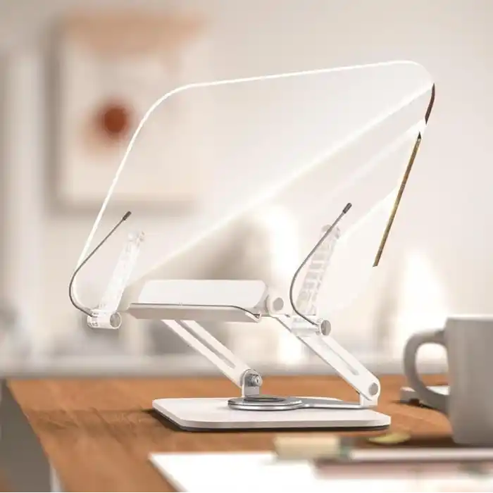 Coverzone Tablet ve Kitap Okuma Standı – 360° Döner Ayarlanabilir Katlanabilir Masaüstü Tutucu, Ergonomik Tasarım, Sağlam Alüminyum Alaşım, Ev ve Ofis Kullanımı İçin Evrensel Tablet Desteği | R15