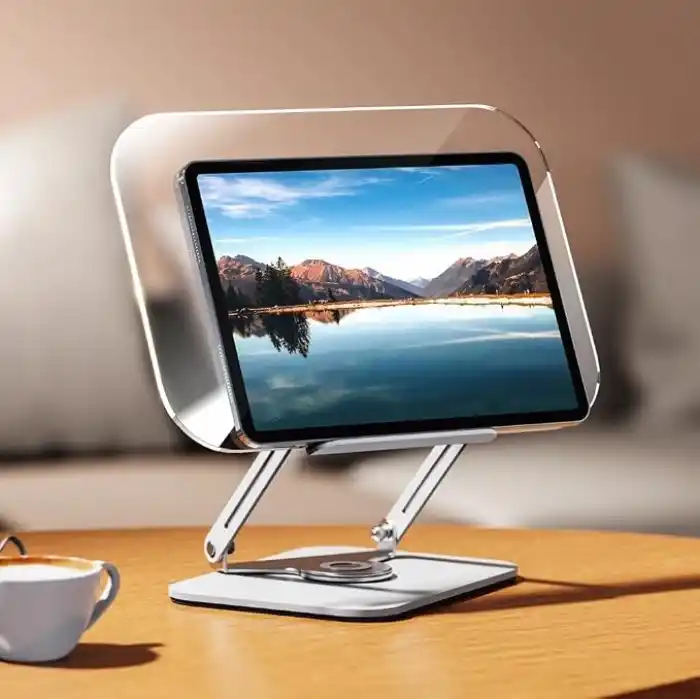 Coverzone Tablet ve Kitap Okuma Standı – 360° Döner Ayarlanabilir Katlanabilir Masaüstü Tutucu, Ergonomik Tasarım, Sağlam Alüminyum Alaşım, Ev ve Ofis Kullanımı İçin Evrensel Tablet Desteği | R15