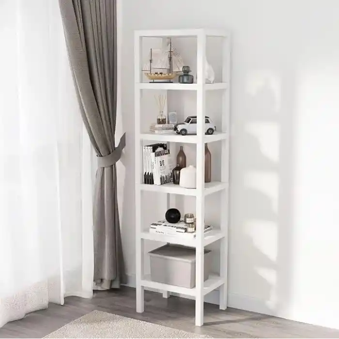 Deconox 6 Katlı Köşe Rafı | Banyo, Mutfak ve Kiler İçin Yer Tasarruflu Organizer | Çok Amaçlı Plastik Raf | 3 Farklı Renk Seçeneği (38x29x152 cm) Dikey ve Yatay Kullanım (BEYAZ)