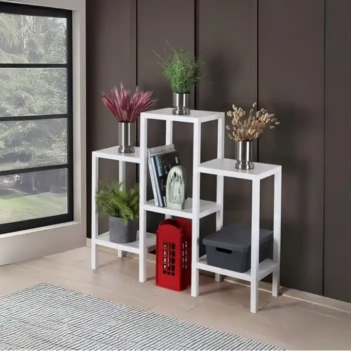 Deconox 6 Katlı Köşe Rafı | Banyo, Mutfak ve Kiler İçin Yer Tasarruflu Organizer | Çok Amaçlı Plastik Raf | 3 Farklı Renk Seçeneği (38x29x152 cm) Dikey ve Yatay Kullanım (BEYAZ)